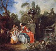 Nicolas Lancret, A Lady in a Garden Taking coffee with some Children